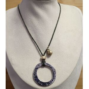 Vintage Designer signed Chico's Textured Silvertone Metal Circle Journey Pendant